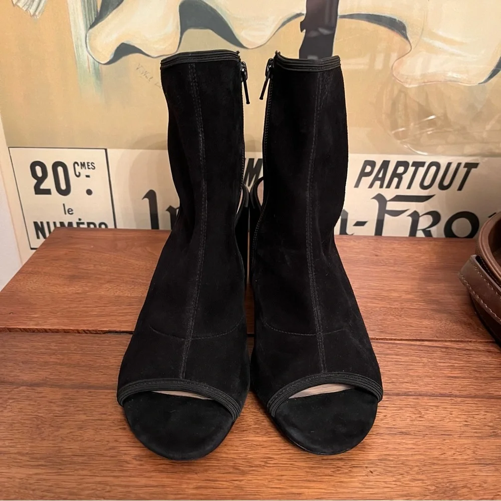 Diane von Furstenberg Black Suede Panina Open Toe Booties